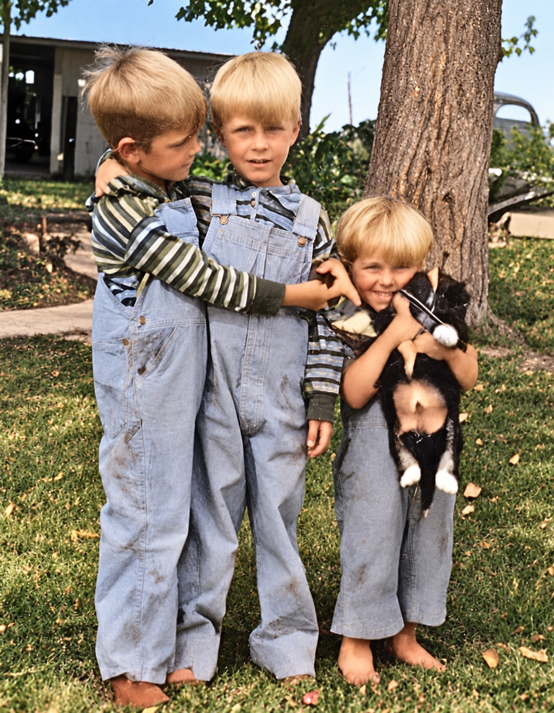The twins Don and Ron, with Steven holding the puppy.